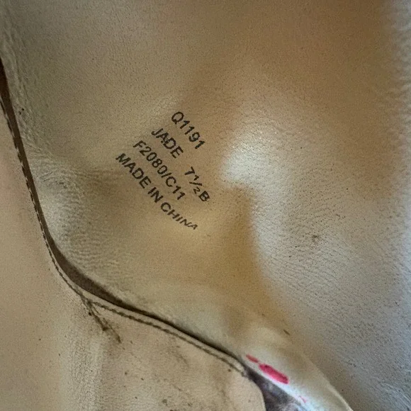 Coach Jade Tan Leather Perforated Logo Wooden Wedge Sandals Q1191 Size 7.5B - Picture 7 of 8